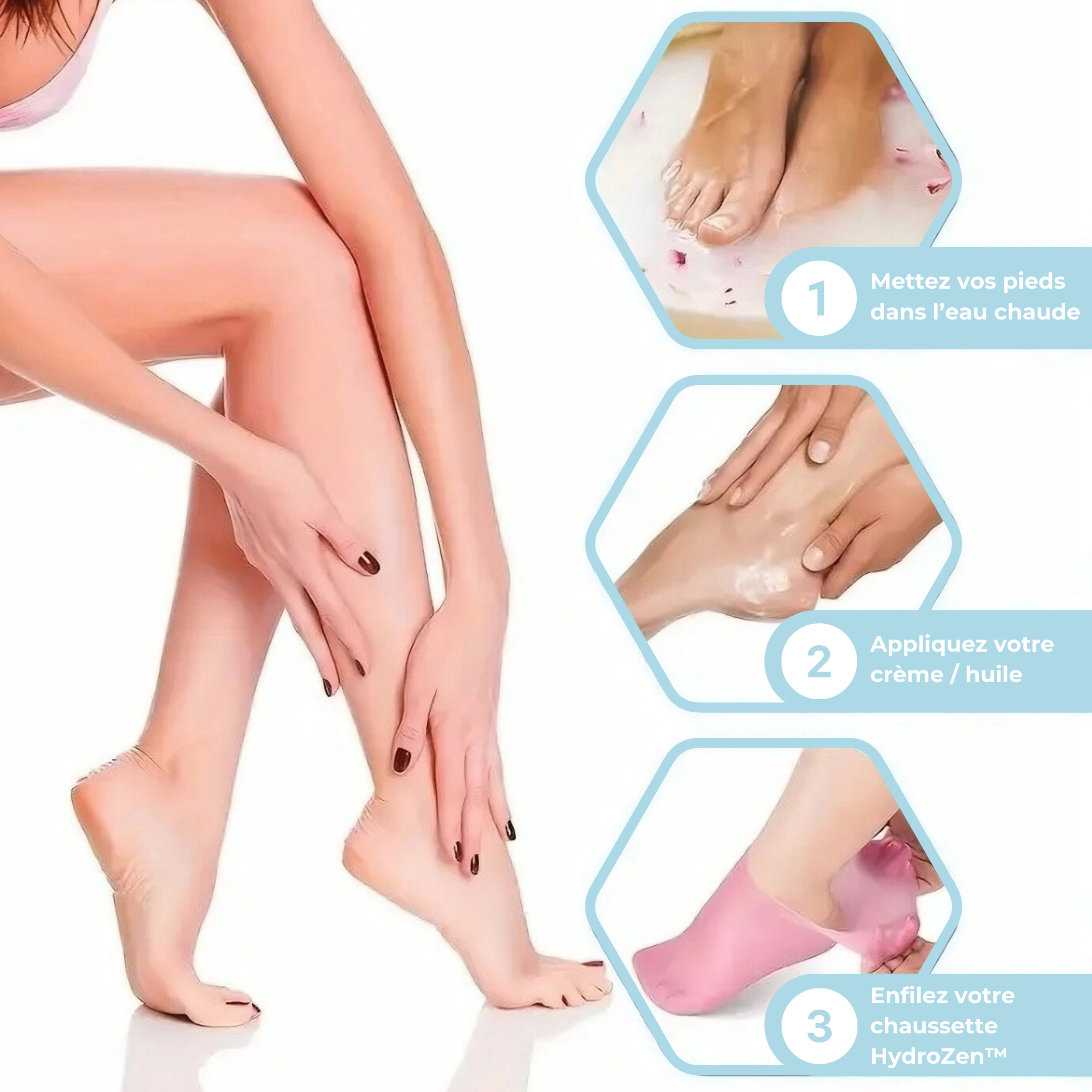 Chaussettes Hydratantes en Silicone - HydroZen